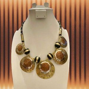 Mixed Metal Artisan Statement Necklace